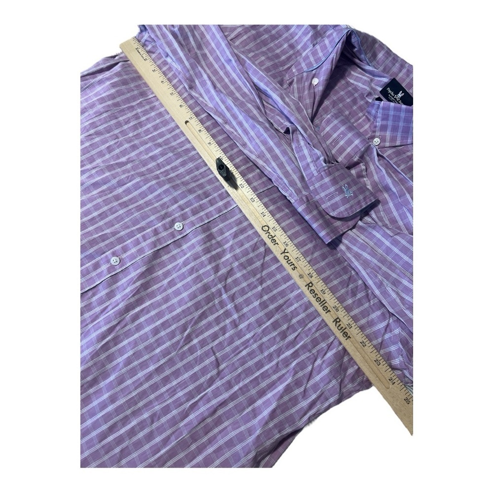 Psycho Bunny Purple/White Plaid Button Down Top Logo On Sleeve Modern Fit SE1 - Picture 6 of 6